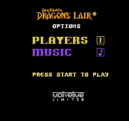 Dragon's Lair title screen for Famicom